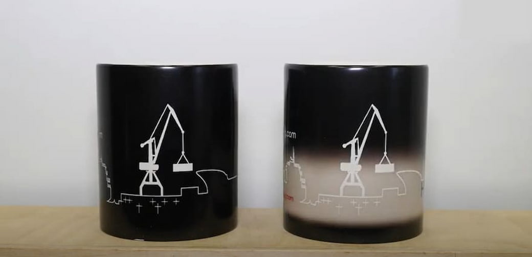 Лазерная гравировка термокружек с эмалью